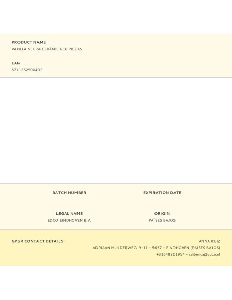 Vajilla 16 piezas negra cerámica