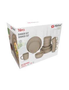 Vajilla 16 piezas taupe cerámica 2