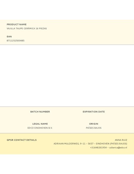 Vajilla 16 piezas taupe cerámica