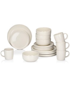 Vajilla 16 piezas crema cerámica