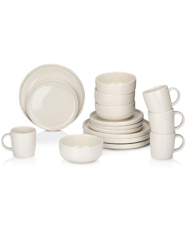 Vajilla 16 piezas crema cerámica