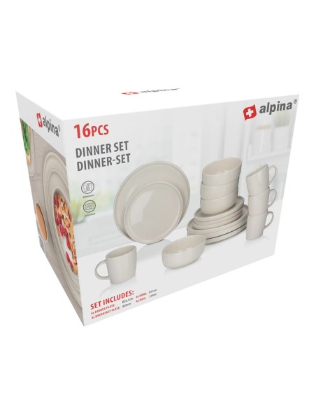 Vajilla 16 piezas crema cerámica