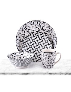 Vajilla 16 piezas estampada, colores surtidos 2