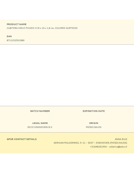 Cubitera hielo picado colores surtidos 17,8 x 14 x 1,8 cm