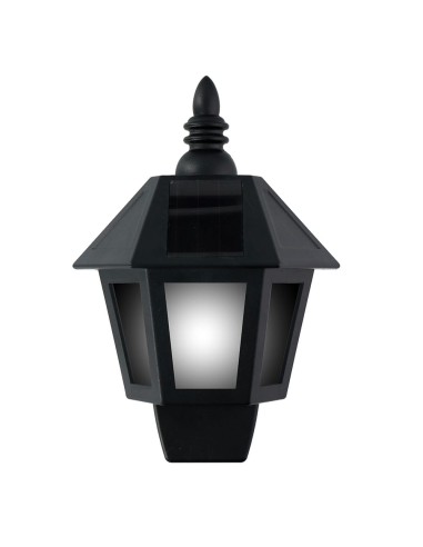 Aplique solar led, luz fria/efecto llama, ip44, negro
