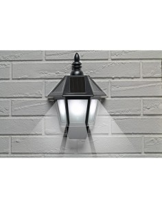 Aplique solar led, luz fria/efecto llama, ip44, negro 2