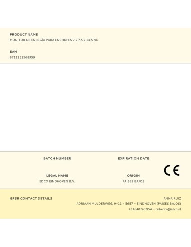 Monitor de energía para enchufes 7 x 7,5 x 14,5 cm