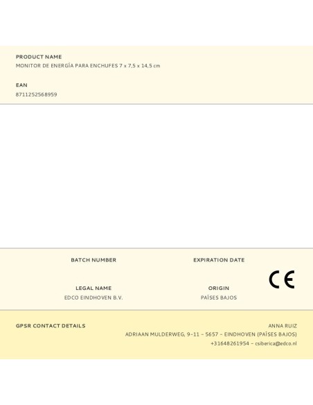 Monitor de energía para enchufes 7 x 7,5 x 14,5 cm