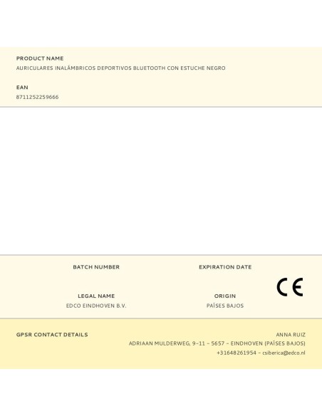 Auriculares inalámbricos deportivos bluetooth con estuche negro