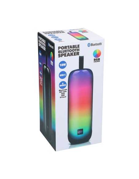 Altavoz bluetooth 10 w con 8 modos de luz ø8 x 24 cm