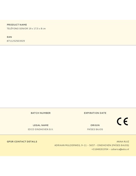 Teléfono senior 19 x 17,5 x 8 cm