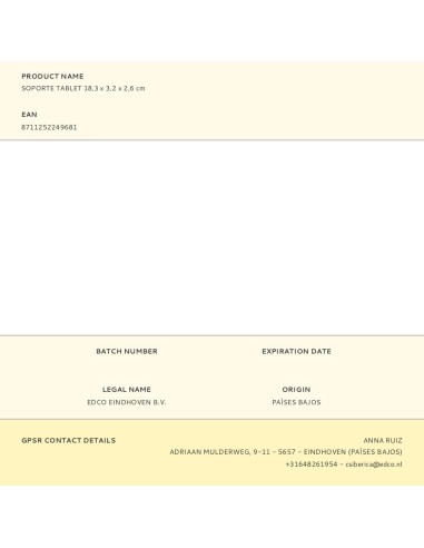 Soporte tablet 18,3 x 3,2 x 2,6 cm