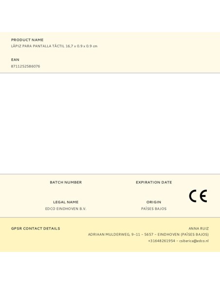 Lápiz para pantalla táctil 16,7 x 0.9 x 0.9 cm