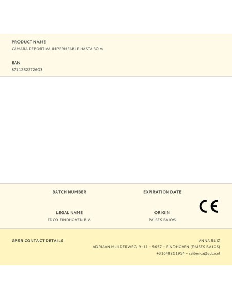 Cámara deportiva impermeable hasta 30 m