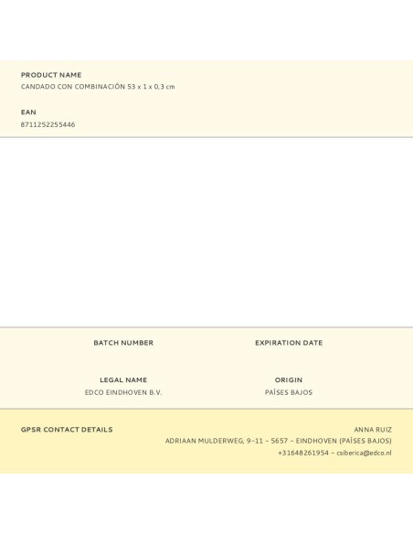 Candado con combinación 53 x 1 x 0,3 cm