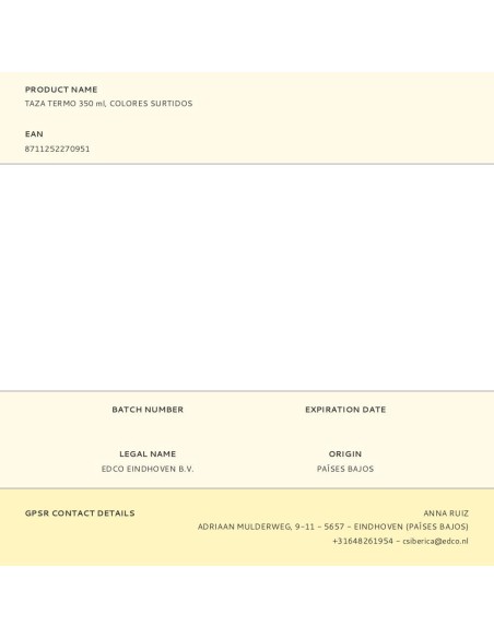 Taza termo 350 ml colores surtidos