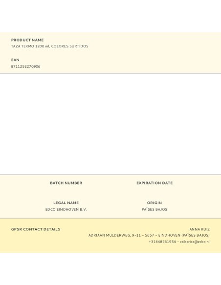 Taza termo 1200 ml colores surtidos