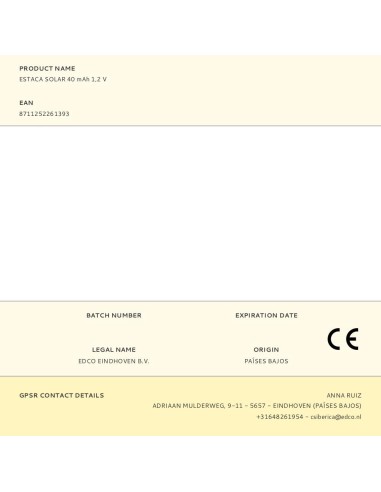 Estaca solar 40 mah 1,2 v