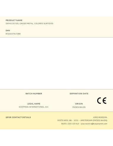 Gafas de sol unisex metal, colores surtidos