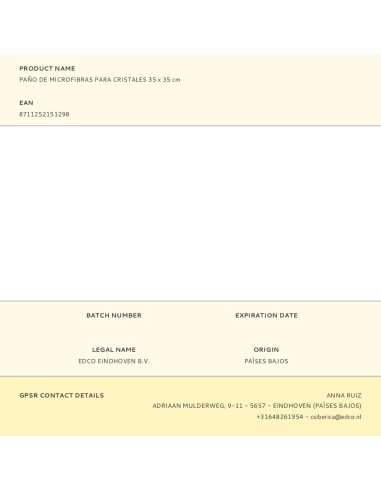 Paño de microfibras para cristales 35 x 35 cm