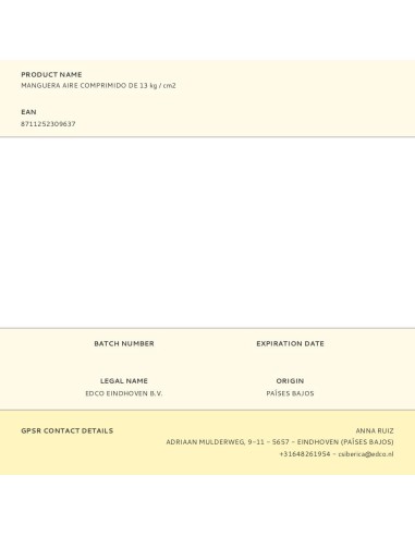 Manguera aire comprimido de 13 kg / cm2