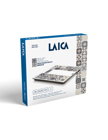 Báscula de baño electrónica con batería recargable cárga máxima 180 kg modelo estampado marrón