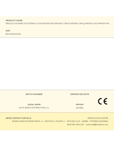 Báscula de baño electrónica con batería...