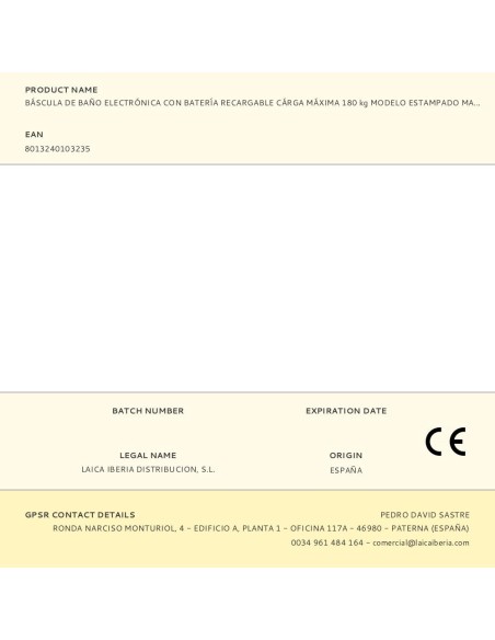 Báscula de baño electrónica con batería recargable cárga máxima 180 kg modelo estampado marrón