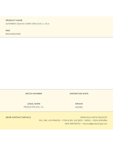 Alfombra caucho-goma círculos 1 x 10 m