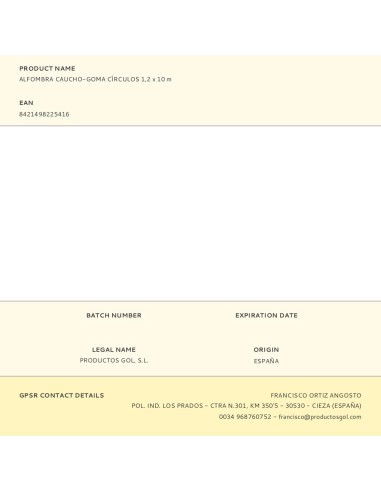 Alfombra caucho-goma círculos 1,2 x 10 m