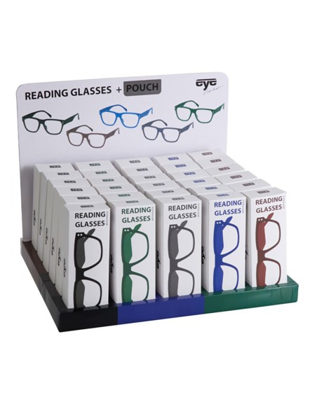 Gafas de lectura con funda, modelos variados. expositor de 30 uds