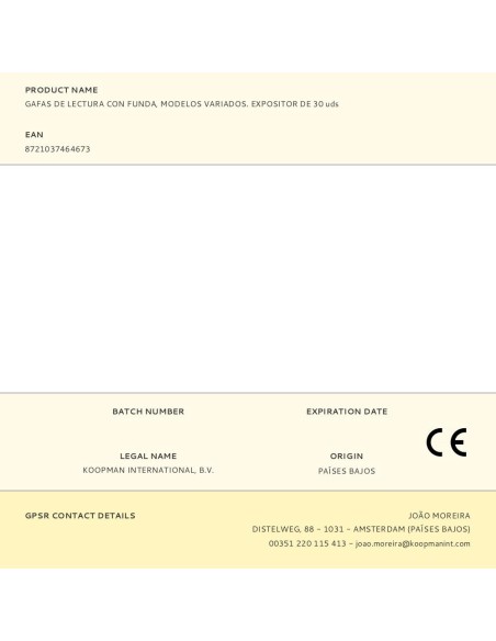 Gafas de lectura con funda, modelos variados. expositor de 30 uds