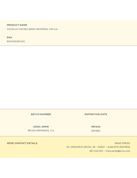 Cuchillo cocina serie universal 150 mm