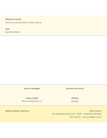 Cuchillo cocina serie riviera 150 mm