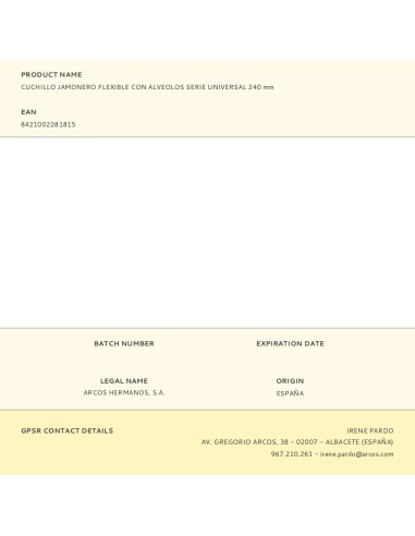 Cuchillo jamonero flexible con alveolos serie...