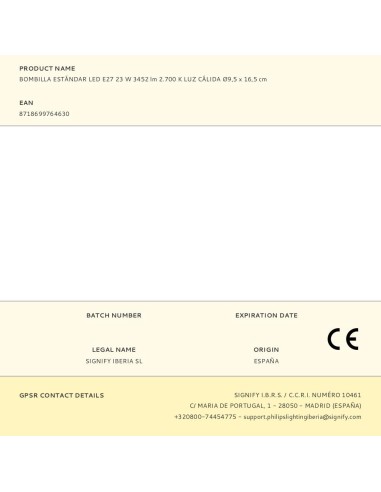 Bombilla estándar led e27 23 w 3452 lm 2.700 k...