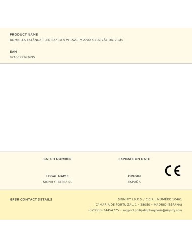 Bombilla estándar led e27 10,5 w 1521 lm 2700 k...