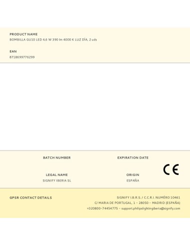 Bombilla gu10 led 4,6 w 390 lm 4000 k luz día,...