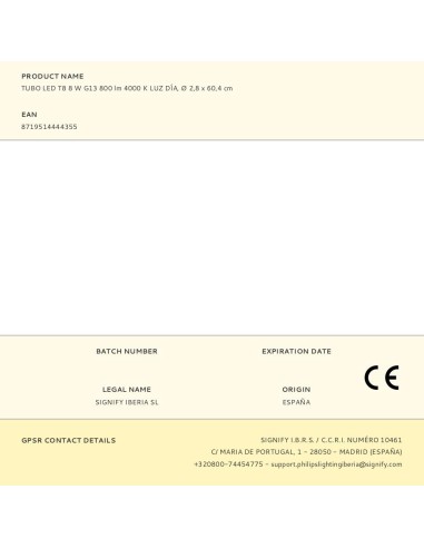 Tubo led t8 8 w g13 800 lm 4000 k luz día, ø...