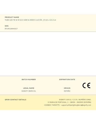 Tubo led t8 16 w g13 1600 lm 4000 k luz día , ø...