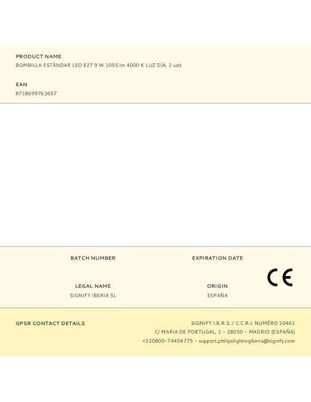 Bombilla estándar led e27 9 w 1055 lm 4000 k luz día, 2 uds