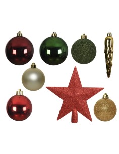 Accesorios para decorar el árbol de navidad. colores: verde, dorado y rojo, 33 piezas 2