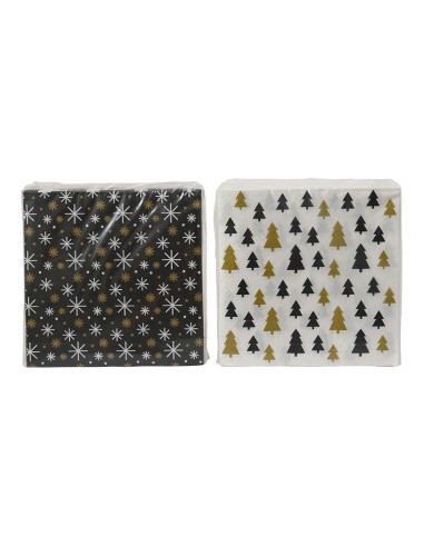 Servilletas de papel estampadas dorado, negro y blanco 33 x 33 cm