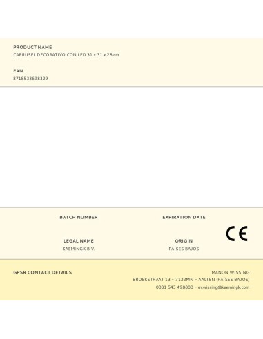 Carrusel decorativo con led 31 x 31 x 28 cm