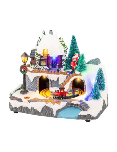 Escena navideña con movimiento y luz, modelos variados 20,8 x 13,9 x 17 cm
