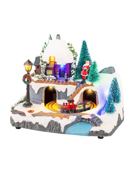 Escena navideña con movimiento y luz, modelos variados 20,8 x 13,9 x 17 cm