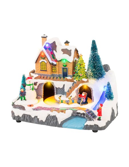 Escena navideña con movimiento y luz, modelos variados 20,8 x 13,9 x 17 cm