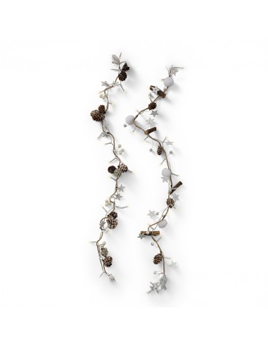 Guirnalda piñas y estrellas, 24 leds, luz cálida, interior, 1,20 m