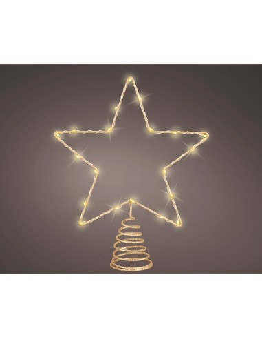 Adorno estrella para árbol navidad, dorada, 20 led, 23 x 6 x 25,5 cm