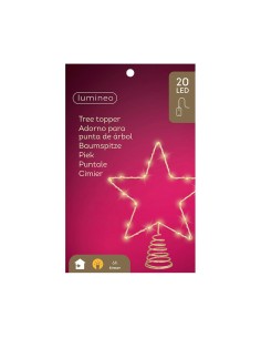 Adorno estrella para árbol navidad, dorada, 20 led, 23 x 6 x 25,5 cm 2